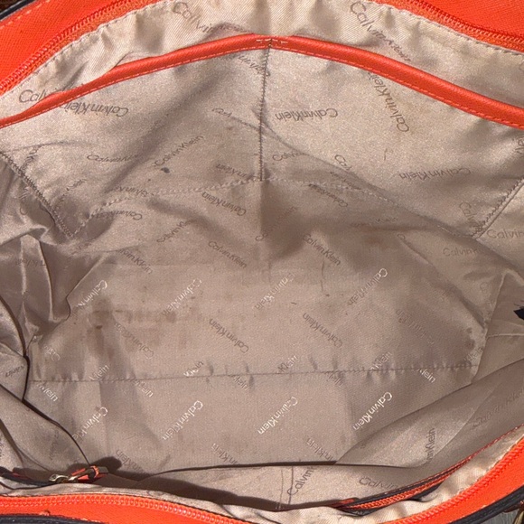 Calvin Klein Orange Saffiano Leather Tote Bag - Picture 15 of 16